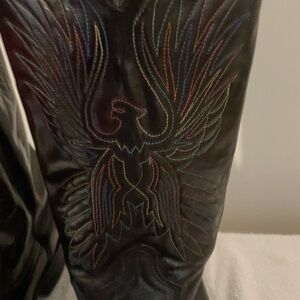 Motorcycle Western boots, Indian phoenix print, made in USA